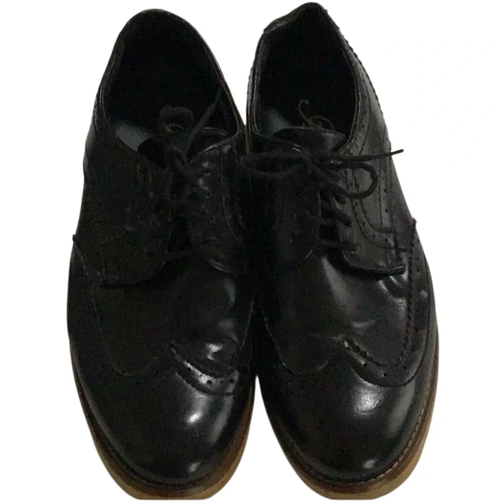Amali Black Wingtip Dress‎ Brogue Tie Shoes 8 1/2